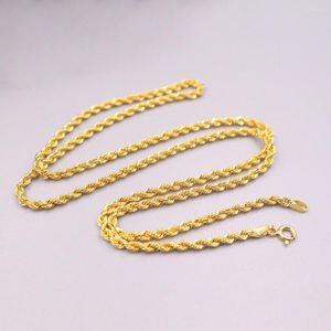 Chaînes Collier en or jaune pur 18 carats Luck Hollow Rope Chain Link 2.5mmW Stamp Au750