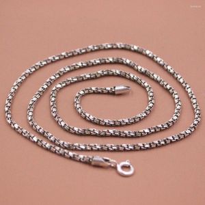 Chaînes Pure S925 Sterling Silver Femmes Hommes 2mmW Rope Box Chain Link Collier 55cmL 9-10g