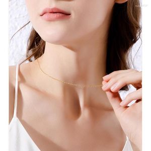 Chaînes véritable 925 collier en argent Sterling bijoux fins couleur or réglable chaîne facile à assortir pour les femmes de haute qualité 2023