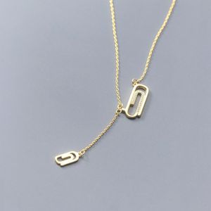 Chaînes réel 925 collier en argent Sterling chaîne pour femmes adolescentes trombone pendentif cristal mode bijoux en or 2022 cadeaux chaînes