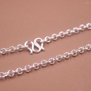 Chains Real 999 Fine Silver 3.5mm Rolo Link Chain Necklace 17.7
