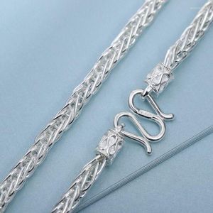 Chains Real 999 Fine Silver 5.5mm Wheat Link Chain Necklace 27.5inch Length