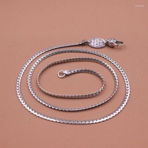 Chaînes Real Pure S925 Sterling Silver Chain Women 3mm Flat Curb Link Necklace 12-13g / 55cm
