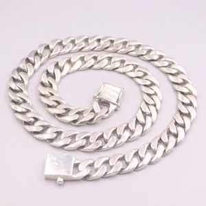 Chaînes véritable solide 925 chaîne en argent sterling hommes chanceux 12,5 mm de large collier à maillons cubains 153,5 g