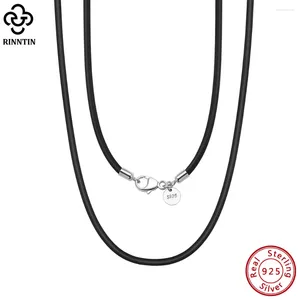 Chaines Rinntin Véritable Collier de chaîne de cordon en cuir 2 mm Italien pour hommes Femmes avec 925 fermoirs en argent sterling bijoux de mode Gift Sc62