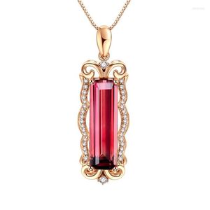 Cadenas Color oro rosa CZ colgante de cristal rojo collar de boda gargantillas para mujeres gota joyería para mujer regalo al por mayor
