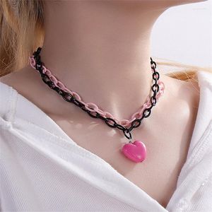 Cadenas Rosa corazón colgante gargantilla en capas negro rosa cadena collar para mujeres joyería única regalos 2023 estilos al por mayor bajo MOQ