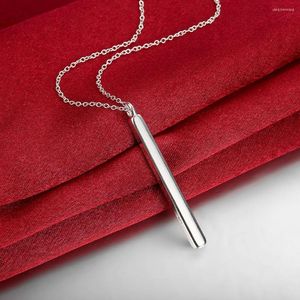 Catene S925 Sterling Silver 18 pollici collana pendente rettangolare per donna uomo moda gioielli regalo glamour