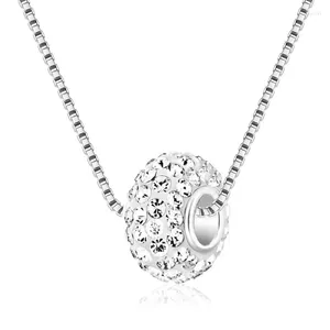 Chaînes Shambhala Argile Polymère Grand Trou Perles Strass Boule Pendentif Venise Chaîne Collier De Mode