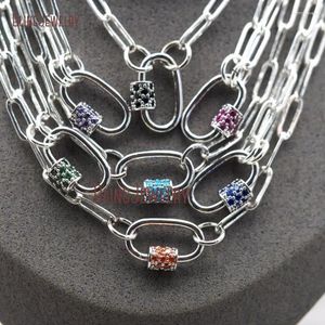 Cadenas Gargantilla chapada en plata Corazón ovalado Mosquetón Clips Bloqueo Mujeres Acero inoxidable Clip Cadena Collar Joyería