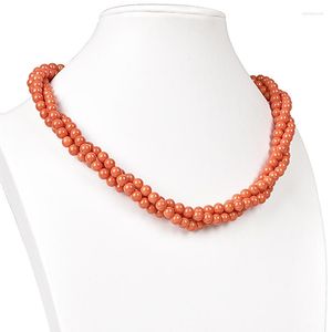 Chaînes Taille Pour 6mm Orange Imitation Corail Rouge Maiking DIY Collier Élégant 18 pouces Généreux Femmes Cadeaux H177