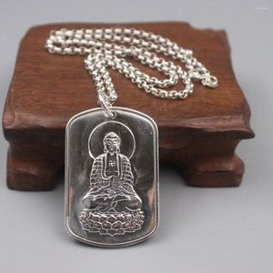 Chains Solid 999 Fine Silver Blessing Bouddha Pendentif 925 Rolo Link Chain 20 