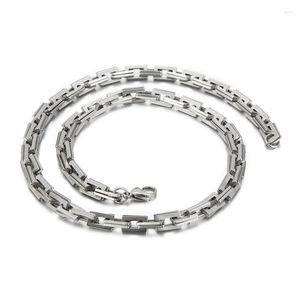 Cadenas Collar de cadena de eslabones de doble rectángulo de acero inoxidable para mujeres para hombres 7 mm 18-26 pulgadas Gargantilla de clip de papel plateado