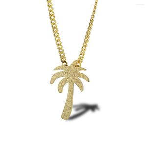 Cadenas de acero inoxidable Oro Hip Hop Palmera Coco Colgante Collar Hawaii Beach Joyería Regalo para él con cadena