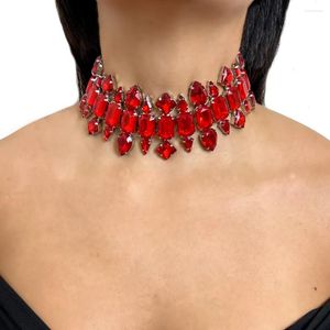 Cadenas Stonefans Collar geométrico rojo para mujeres Y2k Venta al por mayor Collar de boda elegante completo Torques 2024 Joyería de moda Regalos para el cuello