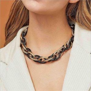 Cadenas estilo uno Simple grueso corto negro oro cadena collar para mujer joyería regalos Accesorios