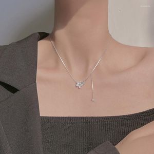 Chains Summer Vente de vente 925 STERLING Silver Butterfly Collier Long Tassel Fleur Zircon Pendant les femmes Bijoux de mode pour femmes