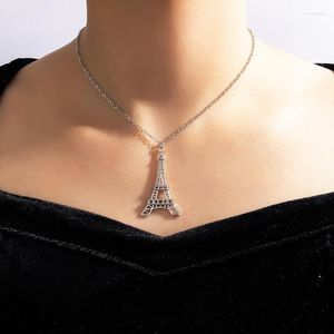 Cadenas THJ Torre Eiffel Collar Moda Cristal Mujeres Colgante Cuello Joyería Regalo para amigo Rhinestone al por mayor