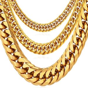 Chaînes U7 Colliers pour hommes Miami Cuban Link Gold Chain Hip Hop Bijoux Long épais en acier inoxydable Big Chunky Collier Cadeau N453233O