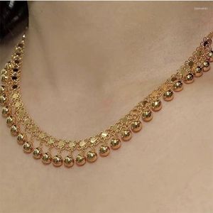 Chaînes bijoux de mariage gland collier boucle d'oreille ensemble turc femmes boucles d'oreilles cuivre matériel perles plaqué or Bracelet