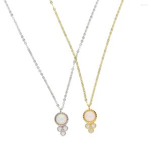 Cadenas al por mayor Tiny Long Cross Chain Necklace Oval 925 Sterling Silver Opal Collares Colgantes 2023 Fashion Luxury Jewelry Gift