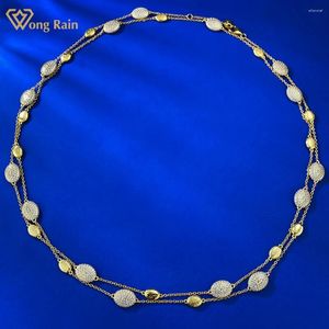 Chaines Wong Rain Vintage 18K Gold plaqué 925 Sterling Silver Lab Sapphire Gemstone Sparkling Women Collier Gift Fine Jewelry Wholesale