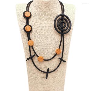 Cadenas collar gótico de madera para mujer Vintage Punk diseñador hecho a mano clásico cadena de goma joyería colgantes en capas regalo