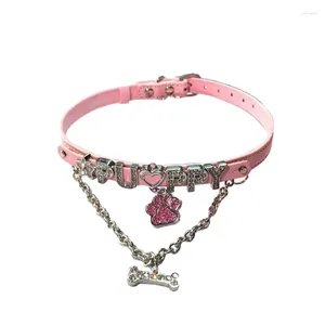 Chaînes y2k collier de cou rose rose