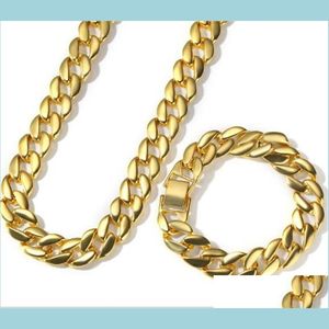 Chaînes Jaune Blanc Plaqué Or Cubain Chaîne Collier Bracelet Ensemble Pour Hommes Cool Hip Hop Bijoux Cadeau Drop Livraison 2021 Colliers Penda Dhcy0