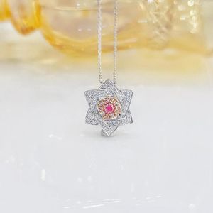 Cadenas YM2023 Joyería fina Sólido 18k Oro Naturaleza 0.08ct Diamantes rosados Colgantes Collares para mujeres Regalos de cumpleaños