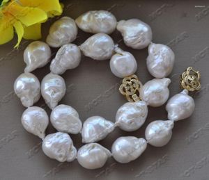 Chaînes Z11910 18 '' 22mm blanc baroque goutte Reborn Keshi collier de perles Rose CZ