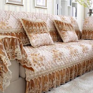 Housses de chaise 1 pièces (pas un ensemble complet) Orange style européen canapé siège salon combinaison dentelle tissu antidérapant housse de manche royale