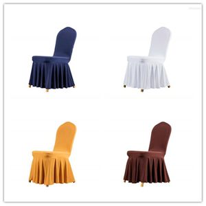 Housses de chaise 10 PCS/LOT Polyester Solide Universel Spandex Décor Banquet De Mariage El Couverture Stretch Blanc Noir En Gros