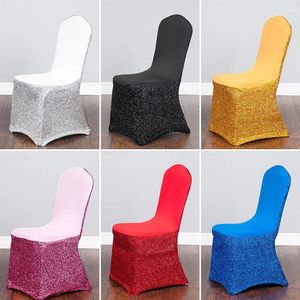 Couvre-chaise 1PCS Spandex Glitter Gold Silver Pink Black Stretch Sequin Cover pour El Banquet Party Mariage Decoration