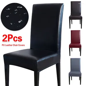 Cubiertas de silla 2 piezas PU Cubierta de cuero elástica impermeable a impermeabilización de bricolaje reparación de asiento de asiento a prueba de polvo para el hogar del restaurante