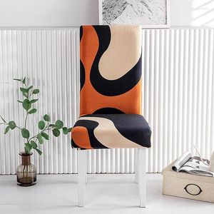 Couvre-chaise 3D Print Dining Cover Strech Geometric Elastic Scecover Seat For Kitchen TooLs Home El Marding Decoration
