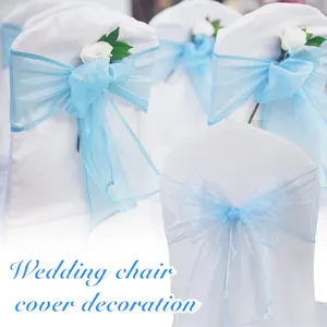 Couvre-chaise 4 / 8pcs Couverture blanche avec archeur de mariage de mariage Banquet Decor Organza Ruban Universal Event Event Supplies