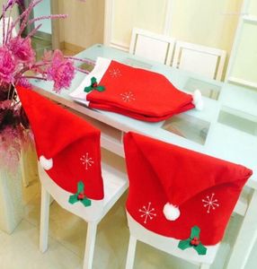 Cubiertas para sillas 4 unids/lote cubierta de copo de nieve de Navidad cubiertas de fiesta sólidas de dibujos animados telas no tejidas promoción al por mayor FG413