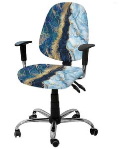 Couvre-chaises abstraite en marbre bleu en fauteuil d'ordinateur en fauteuil