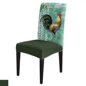 Housses de chaise Animal coq rétro vert salle à manger couverture 4/6/8 pièces Spandex élastique housse pour mariage maison chambre