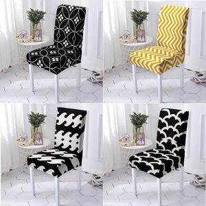 Couvre-chaise Couvre les bandes géométriques en noir et blanc