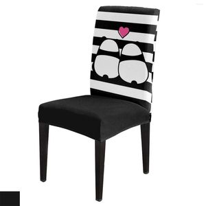 Fundas para sillas rayas blancas y negras Panda Lover Cover comedor Spandex asiento elástico decoración de la Oficina del hogar conjunto de fundas de escritorio