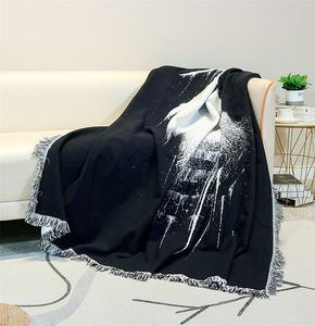 Cubiertas de silla Negro Blanco Impreso Borla Jacquard Tapiz Anti Cat Scratch Algodón Sofá Toalla Oficina Cubierta Manta Manta Engrosada