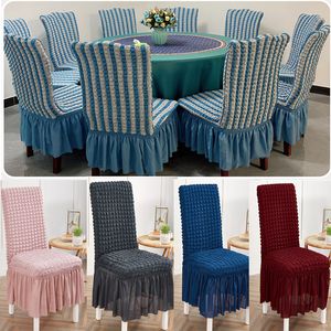 Housses de chaise Bubble Lattice Chair Covers Elastic Plaid With Skirt Dining Chair Slipcover Stretch Seat Cases For Office Wedding Party Kitchen 230627