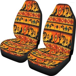 Cubiertas de silla Cubierta de asiento interior del automóvil Polinesia Estilo tribal étnico Universal 2pcs / Set Front Auto Deco Protector