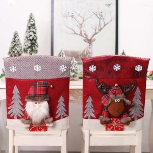 Couvre-chaise Couvre Christmas Cove 3d Santa Claus Cartoon Slipcover Back 2024 Année Joyeux Noël Party Home Dinning Table Decoration