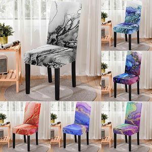 Capas para cadeiras Color Flow Gold Marble Pattern Print Stretch Cover High Back dustproof Home Dining Room Decor Chairs Living Bar Stool