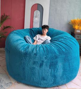 Housses de chaise Drop 6FT-7FT Housse de pouf en fourrure géante Big Round Soft Fluffy Faux BeanBag Peluche Paresseux Canapé-lit Meubles de salon