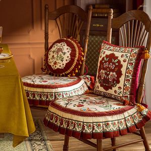 Housses de chaise élastique salle à manger mariage décoration de noël coussin maison cuisine rouge rétro imprimé siège
