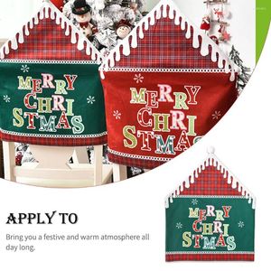 Couvre-chaise lettres anglaises couverture de Noël meubles de mariage grille décorative arrangement de cuisine en housse pliable verte